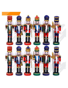 Set de 12 Adornos de Cascanueces de Madera Jolik 13 cm