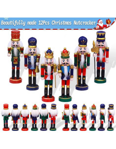 Set de 12 Adornos de Cascanueces de Madera Jolik 13 cm 2