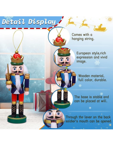 Set de 12 Adornos de Cascanueces de Madera Jolik 13 cm