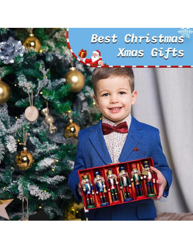 Set de 12 Adornos de Cascanueces de Madera Jolik 13 cm