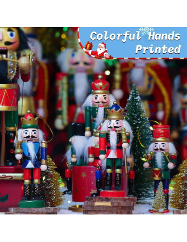 Set de 12 Adornos de Cascanueces de Madera Jolik 13 cm