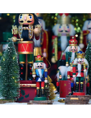 Set de 12 Adornos de Cascanueces de Madera Jolik 13 cm