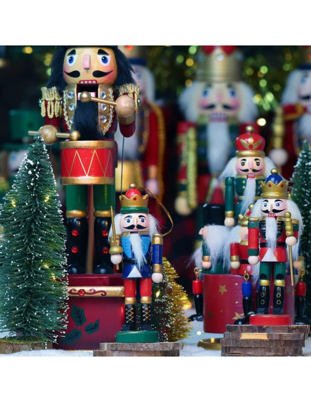 Set de 12 Adornos de Cascanueces de Madera Jolik 13 cm