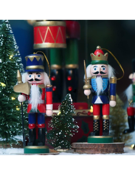 Set de 12 Adornos de Cascanueces de Madera Jolik 13 cm