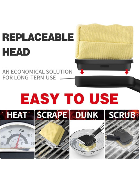 Cepillo de Parrilla BBQ Dalllean Trapezoidal con Cabezal Reemplazable