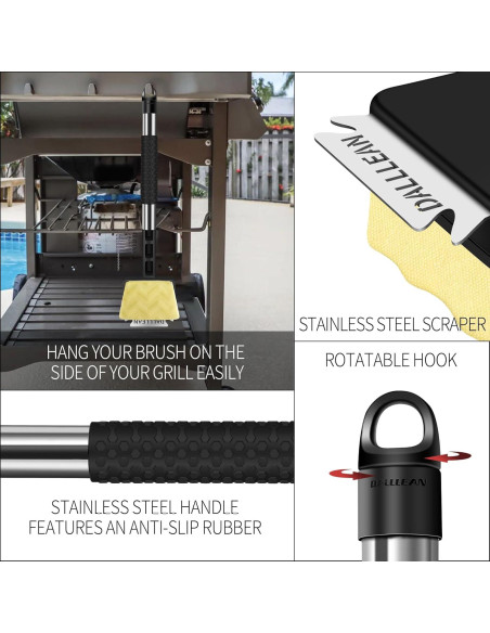 Cepillo de Parrilla BBQ Dalllean Trapezoidal con Cabezal Reemplazable