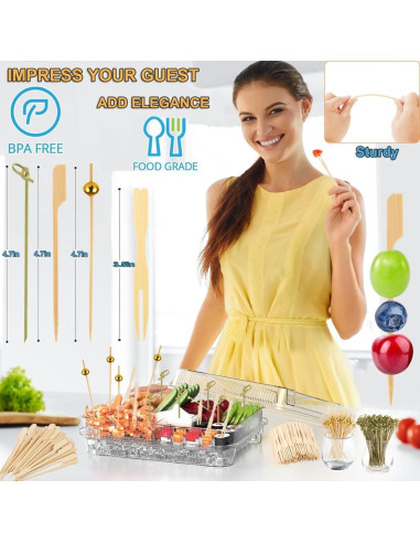 400 Palillos de Bambú para Aperitivos Ecológicos 11.94 cm