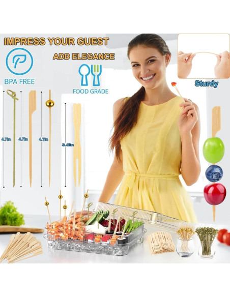 400 Palillos de Bambú para Aperitivos Ecológicos 11.94 cm