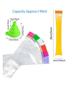 100 Bolsas de Helado ABSOK con Embudos, 28x5 cm, Multicolores 2