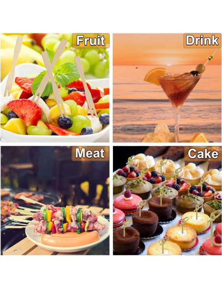 400 Palillos de Bambú para Aperitivos Ecológicos 11.94 cm