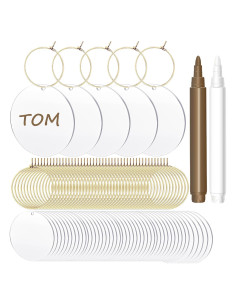 50 Etiquetas Acrílicas para Copas de Vino IAXSEE con Marcadores