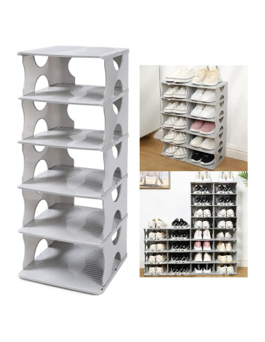 Estante para zapatos TXALWIQ 6 niveles ajustable gris