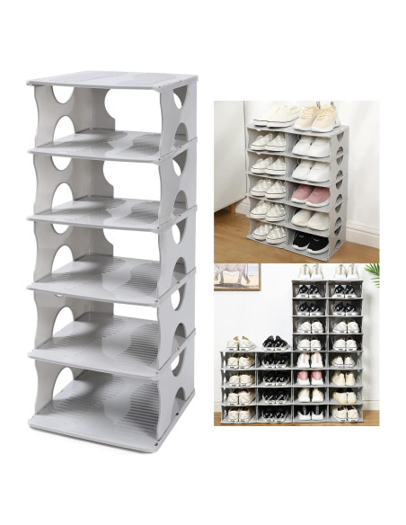 Estante para zapatos TXALWIQ 6 niveles ajustable gris