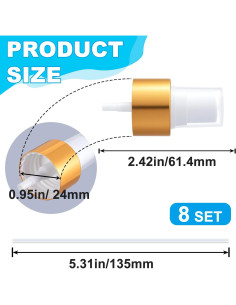 8 Tapas de Botella de Spray Alpinleux 24/410 Doradas 2