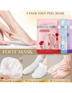 Mascarilla Exfoliante para Pies 9 Paquete ASMAYSA - Rosa, Lavanda, Leche de Cabra 2