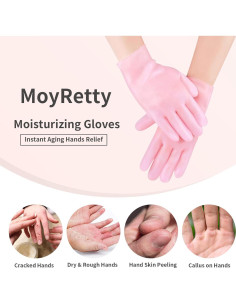 Guantes y Calcetines Hidratantes MoyRetty - Gel Silicona Rosa 2