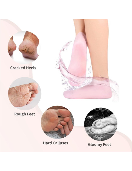 Guantes y Calcetines Hidratantes MoyRetty - Gel Silicona Rosa