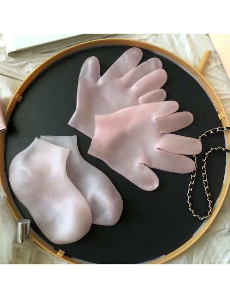 Guantes y Calcetines Hidratantes MoyRetty - Gel Silicona Rosa