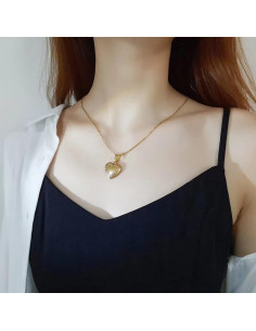 Collar Colgante Corazón 24K Oro Klisa Joyería Elegante Mujeres 2