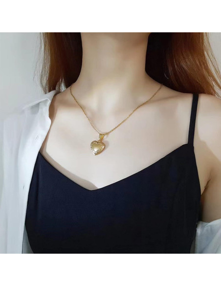 Collar Colgante Corazón 24K Oro Klisa Joyería Elegante Mujeres