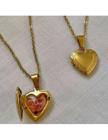 Collar Colgante Corazón 24K Oro Klisa Joyería Elegante Mujeres