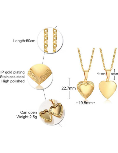 Collar Colgante Corazón 24K Oro Klisa Joyería Elegante Mujeres