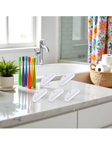 5 Exprimidores de Pasta Dental Tnyvm Blanco, Clips Prácticos