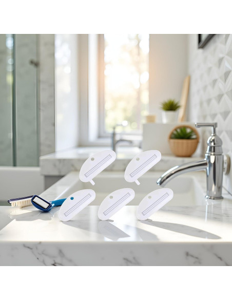 5 Exprimidores de Pasta Dental Tnyvm Blanco, Clips Prácticos