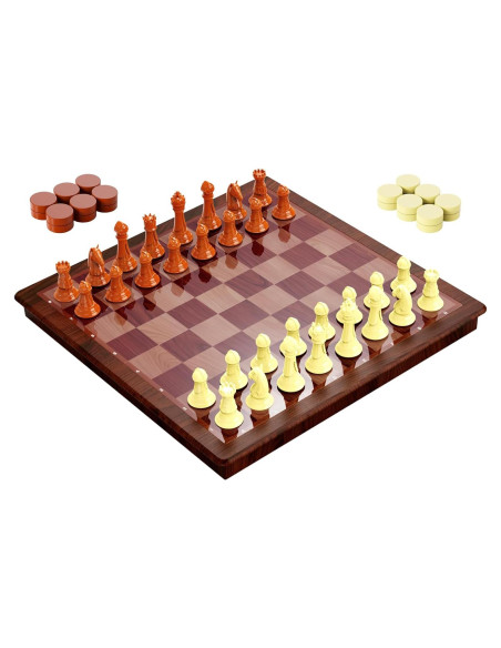 Juego de Ajedrez y Damas Magnético HONGTUO 33 cm Plegable