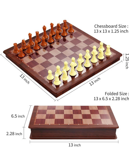 Juego de Ajedrez y Damas Magnético HONGTUO 33 cm Plegable