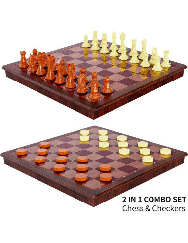 Juego de Ajedrez y Damas Magnético HONGTUO 33 cm Plegable