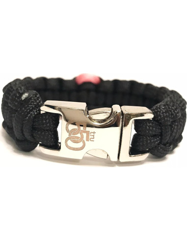 Pulsera de Supervivencia Tru550 Negra con Cinta Rosa 7.5"