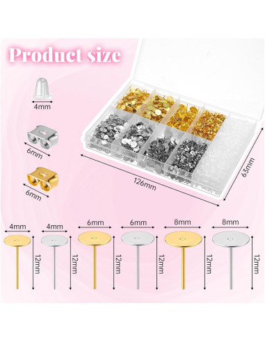 2000 Piezas Hallazgos de Pendientes FdcZeyxior Oro y Plata