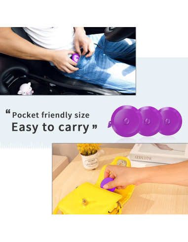 Cinta Métrica Suave DiCUNO 1.5m 3 Pcs Púrpura para Sastre