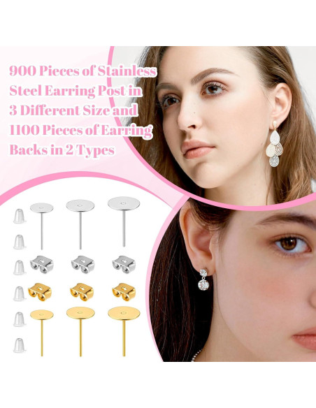 2000 Piezas Hallazgos de Pendientes FdcZeyxior Oro y Plata