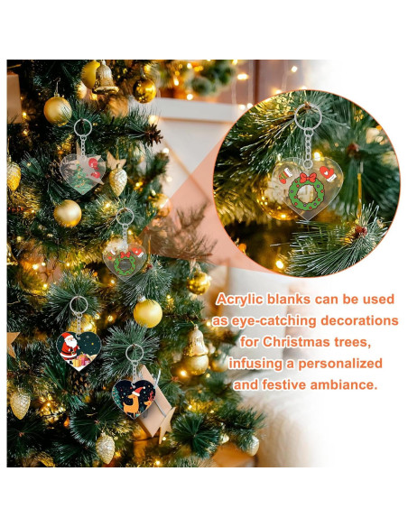 72 Piezas Corazones Acrílicos Transparentes para Llaveros DIY