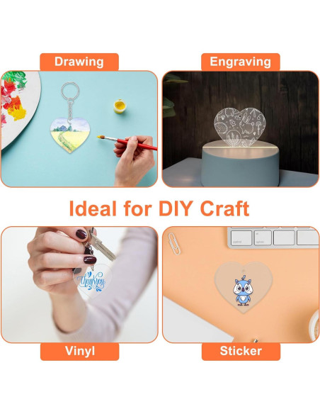 72 Piezas Corazones Acrílicos Transparentes para Llaveros DIY