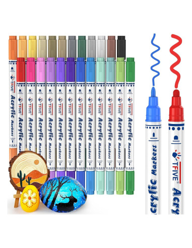 Marcadores de Pintura Acrílica TFIVE Doble Punta 24 Colores