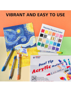 Marcadores de Pintura Acrílica TFIVE Doble Punta 24 Colores 2