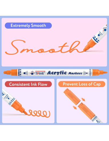 Marcadores de Pintura Acrílica TFIVE Doble Punta 24 Colores