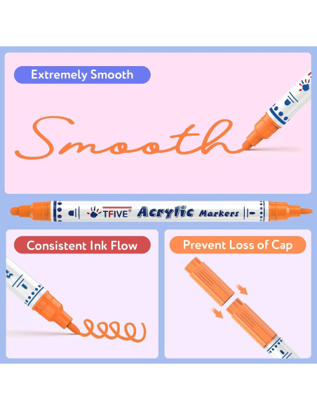 Marcadores de Pintura Acrílica TFIVE Doble Punta 24 Colores