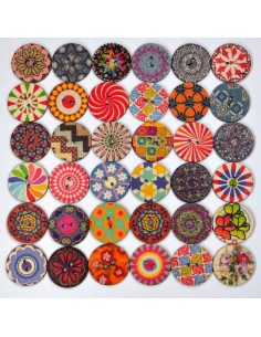 100 Botones de Madera Variados Mahohao 25 mm Retro 2