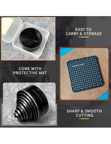 Juego de Cortadores Circulares de Cuero YKSPLUSK 21 Piezas