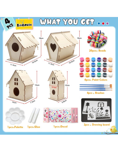 Kit de Manualidades Casa de Aves Col-Pary 4 Piezas DIY