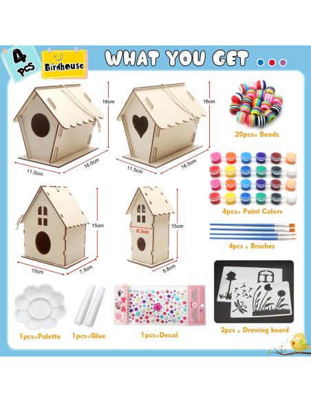 Kit de Manualidades Casa de Aves Col-Pary 4 Piezas DIY