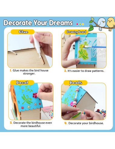 Kit de Manualidades Casa de Aves Col-Pary 4 Piezas DIY