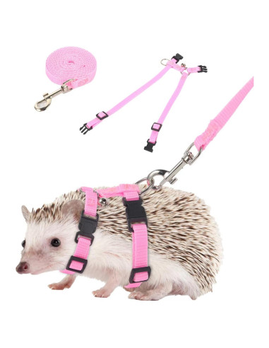 Arnés Ajustable para Erizo Soezy con Cuerda de Tracción 110cm Rosa