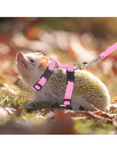 Arnés Ajustable para Erizo Soezy con Cuerda de Tracción 110cm Rosa