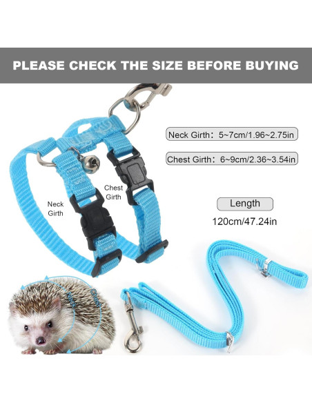 Arnés Ajustable para Erizo Soezy con Cuerda de Tracción 110cm Rosa