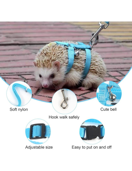 Arnés Ajustable para Erizo Soezy con Cuerda de Tracción 110cm Rosa